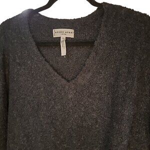 Apiece Apart Women's Black V-Neck Textural Alpaca and Wool Sweater Size XS